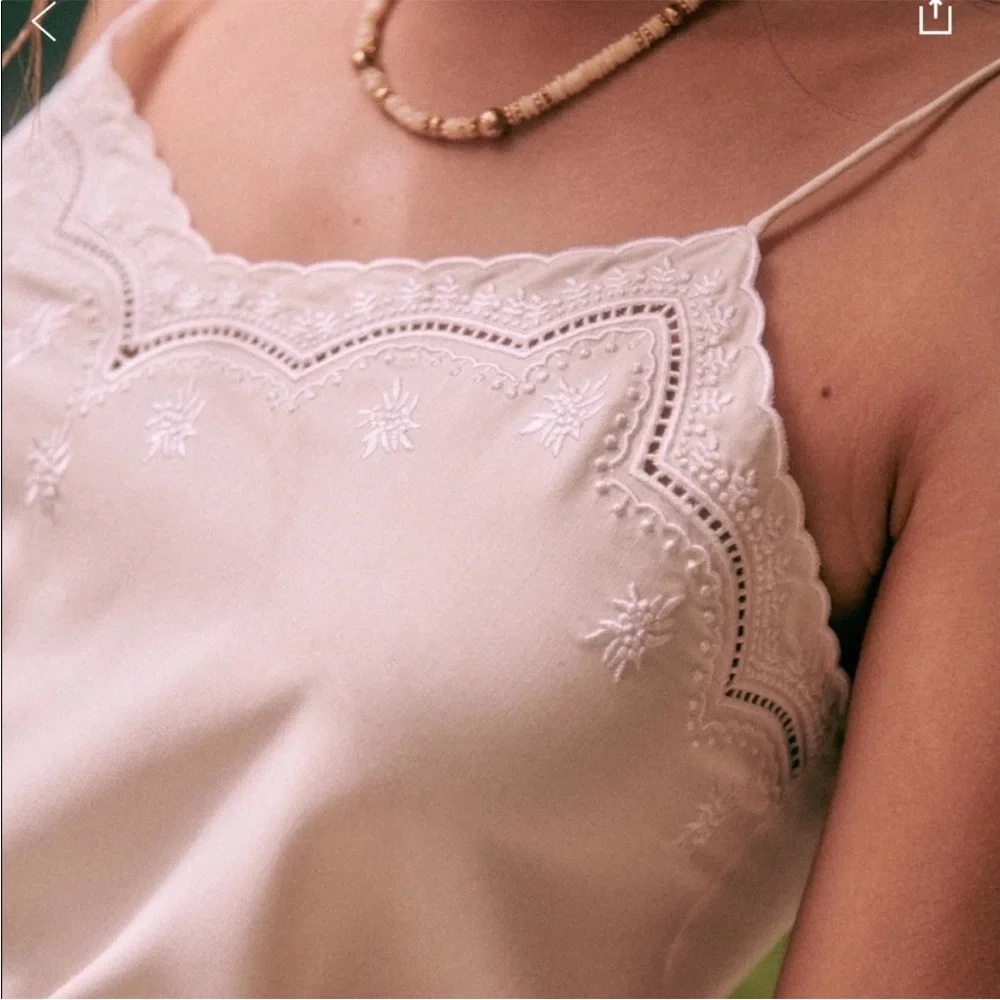 Sezane NWT Palma Top Ecru Cream Size EU 40 US 8 Silk Embroidered Camisole Top - Picture 6 of 13